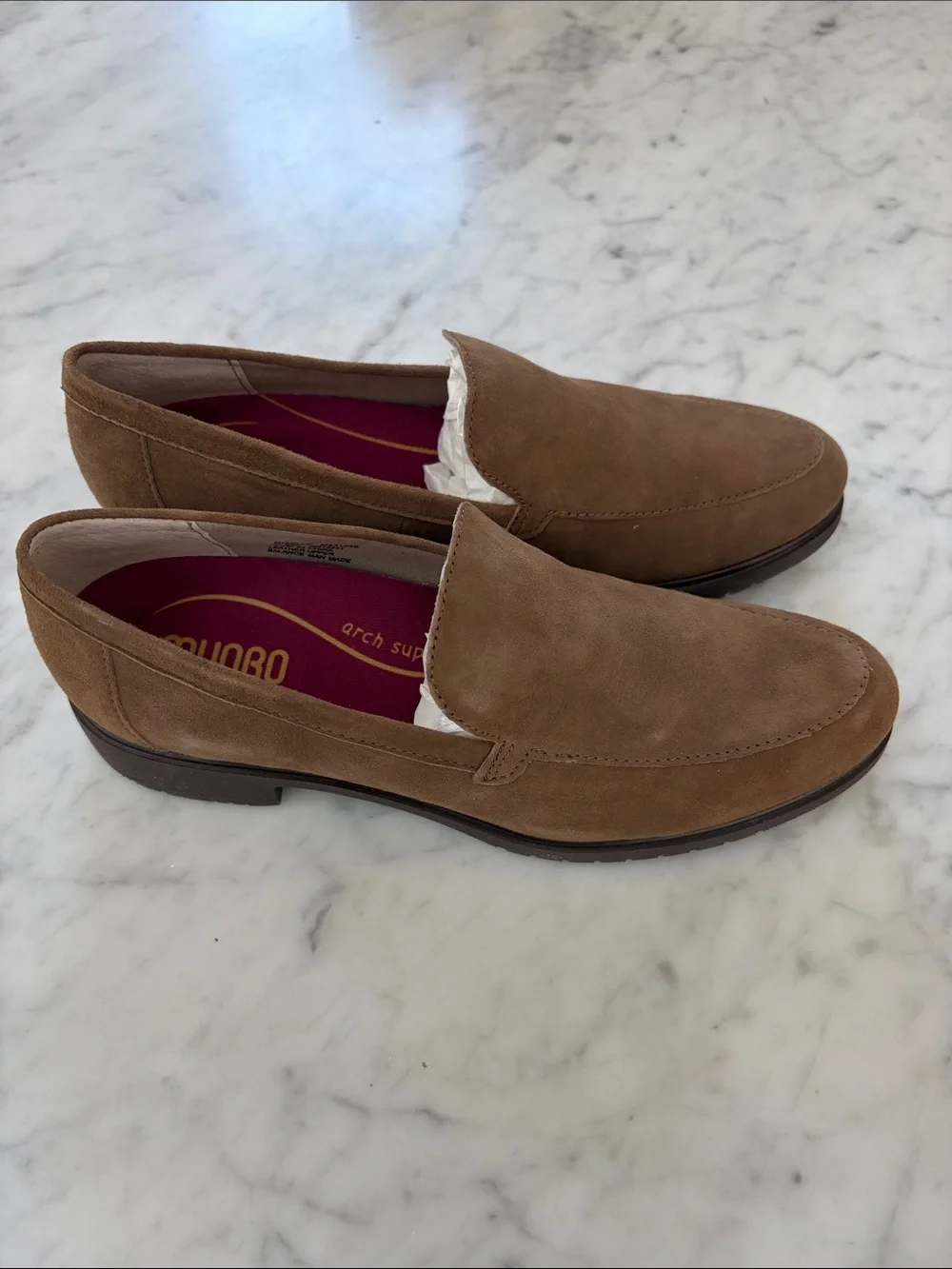 Munro Giselle Fawn Kid Suede Slip-On Loafers